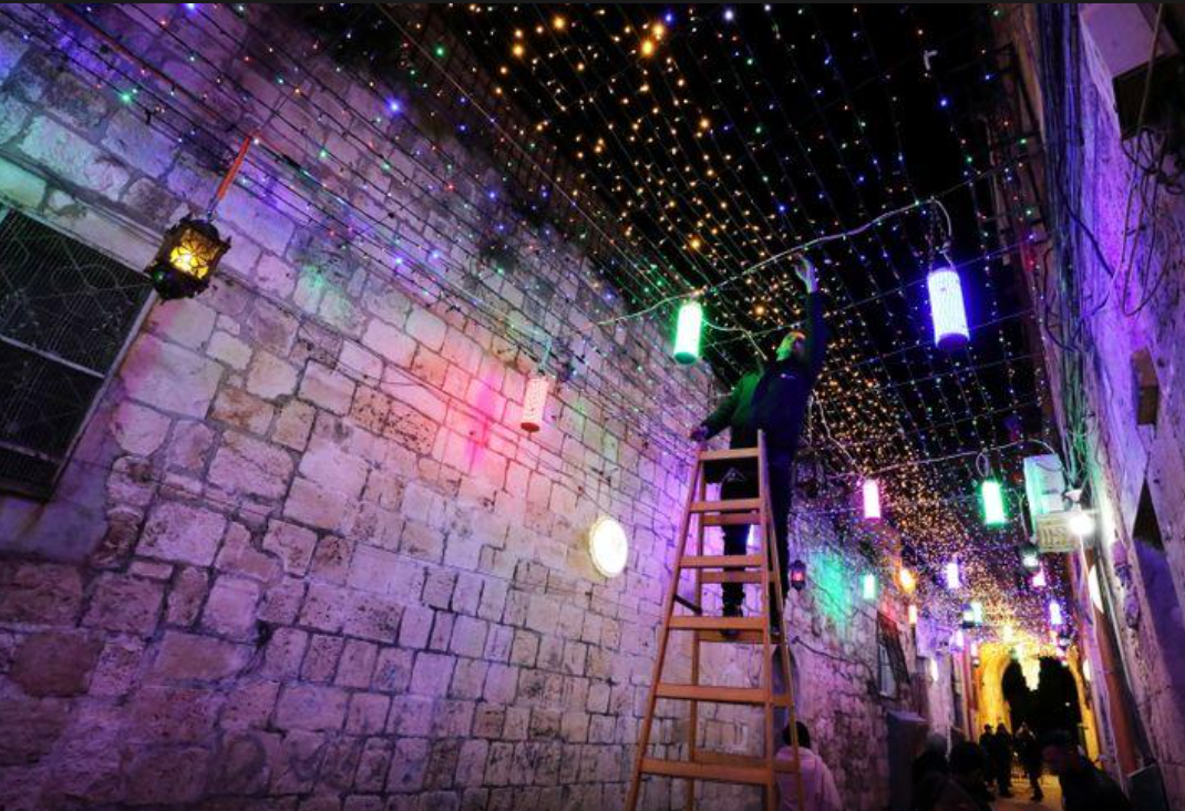  Ramadan decorations up in Jerusalem as Palestinians prepare for Muslim holy month