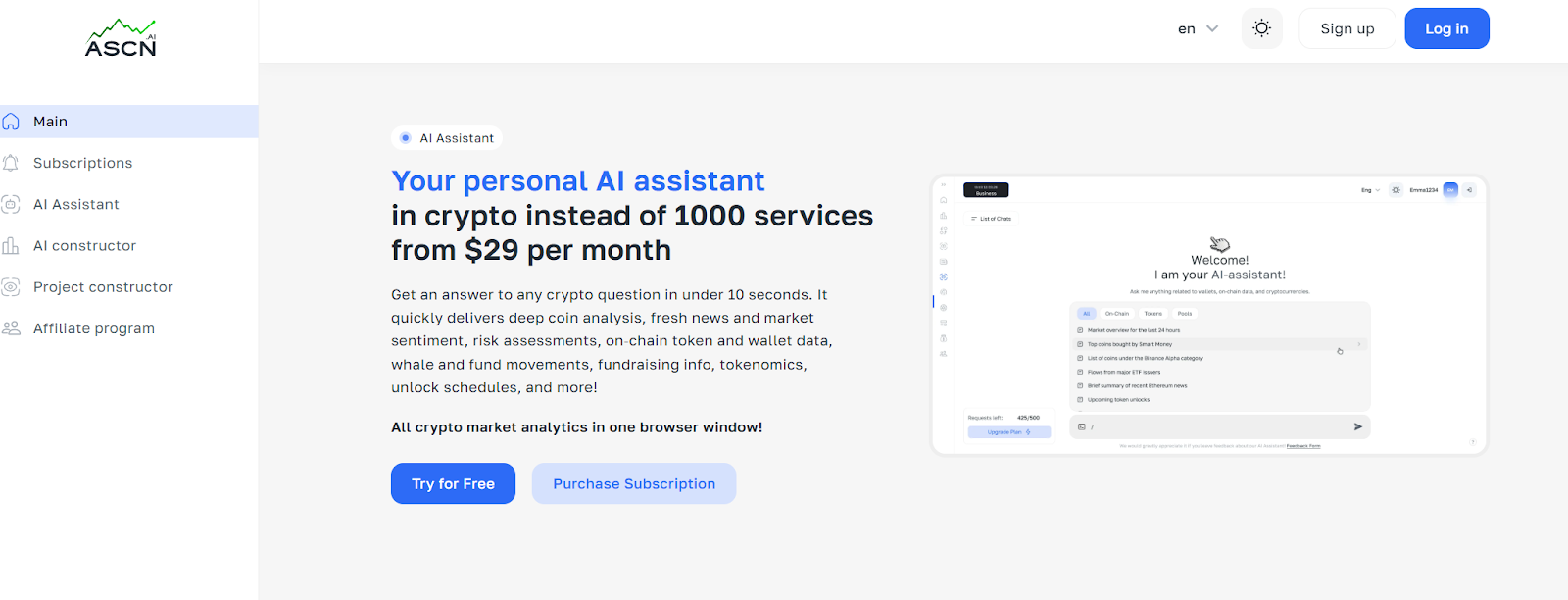 ASCN.AI - Best AI-Powered Crypto Tools for On-Chain Analysis and Market Insights